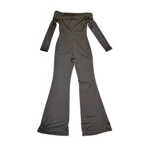 Jumpsuit Black Off Shoulder Flare Leg Small Bodycon Stretch Trendy